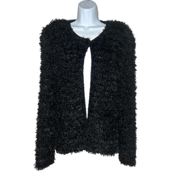 Vtg Sideffects Women's Sz L Black Teddy Cardigan Sweater (1608) - Picture 1 of 6